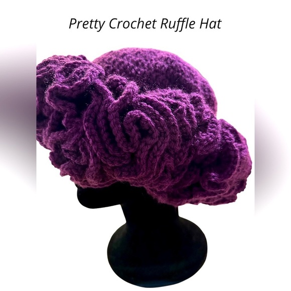 NEW Plum Rhapsody — Sculpted Crochet Ruffle Hat For Women main image 8
